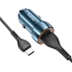 Автомобільний зарядний пристрій Hoco Blue Shield Single Port QC3.0 Car Charger Set (Type-C) (Z46) Sapphire Blue - зображення 2
