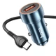 Автомобільний зарядний пристрій Hoco Blue Shield Single Port QC3.0 Car Charger Set (Type-C) (Z46) Sapphire Blue - зображення 3