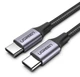 Кабель Ugreen US261 USB Type-C to USB Type-C 60Вт Round Cable Nickel Plating Aluminum Shell 3A 0.5 м Black/Gray (UGR-50149) - изображение 3