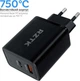 Зарядний пристрій RZTK GaN2 65W USB-A (QC4.0) USB-C (PD3.0) + кабель USB-C 100W Black - зображення 8