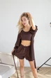 Жіноча піжама - Рубчик (м. 120) - Комплект 3-ка (халат + топ + шорти) M - Коричнева - изображение 3