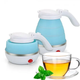 Дорожный электрочайник для кемпинга Electric Kettle силиконовый складной Голубой 600 мл - изображение 2