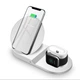 Станция Беспроводной зарядки 3 в 1 для телефона Часов и наушников Qi Dock Station N30 белая - изображение 1