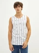 Майка чоловіча LC Waikiki в смужку з принтом пальми XXL Біла (LCW T-shirt -8452) - зображення 1