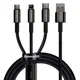 Кабель Baseus Tungsten Gold One-for-three Fast Charging Data Cable USB to M+L+C 3.5A 1.5m Black (CAMLTWJ-01) - изображение 1