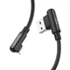Кабель USB Borofone BX58 Lucky для заряджання та передачі даних USB на Lightning, кутовий конектор, 1m струм 2.4A Black - зображення 3