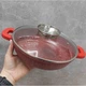 Сковорода с крышкой Styleberg мраморная с антипригарным покрытием 28 см Красный - изображение 7