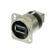 Роз'єм Neutrik NAUSB-W USB тип A–B панельний гніздо D-фланець 8 контактів прохідне гніздо A / гніздо B металевий корпус нікель заземлення на корпусі - зображення 1