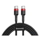 Кабель Baseus Cafule USB Cable Type-C-Type-C 3A 2m Red+Black (CATKLF-H91) - зображення 1