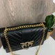 Модная женская сумочка клатч Пинко стеганная, мини сумка в стиле Pinko черная Черный с золотым - изображение 8