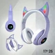 Бездротові Bluetooth Аніме навушники з котячими Вушками Bluetooth Cat Ear STN-25 з мікрофоном LED RGB підсвічування (фіолетові) Violet - зображення 2