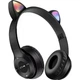 Беспроводные Наушники Bluetooth с Кошачьими Ушками Cat Ear Y47. С микрофонои и бютузом, MP3 плеером + FM радио, Led подсветка microSD Черные - изображение 2