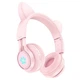 Дитячі навушники з котячими вушками RGB підсвічуванням HOCO W39 Cat Ear kids Bluetooth Рожеві - зображення 1