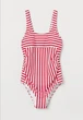 Купальник закритий МАМА жіночий H&M 0833484 S Червоний/Полоска - зображення 1