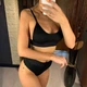 Купальник No Brand раздельный Casual трикотажный с топом и завышенной талией черный S - изображение 4