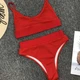 Купальник No Brand раздельный Casual трикотажный с топом и завышенной талией красный S - изображение 7