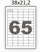 Этикетки самоклеящиеся 38×21,2мм , 65 шт на листе А4 (100 л. /6500 этикеток Бумага самоклеющаяся Crystal - изображение 1