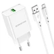 Сетевое зарядное устройство Borofone BN5 с выходом USB 18W QC3.0 / 2.0, для FCP, для AFC, вилка EU, набор с кабелем Micro-USB - изображение 4