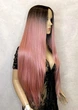 Парик на сетке PoliLy Lace Wig Allure тон Pink длинный розовый омбре термостойкое волокно - изображение 5