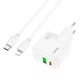 Сетевое зарядное устройство HOCO C111A |1USB/1Type-C, 30W/3A, PD/QC| адаптер с быстрой зарядкой и кабелем Lightning 1м. White - изображение 2