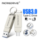 Металлическая USB Флешка 3в1 256GB Type-C/MicroUSB/USB 3.0 для телефона/компьютера OTG MicroDrive Серый - изображение 1