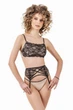 Комплект женский кружевной топ, стринги и пояс для чулок Felisiya Lingerie Черный с бежевым 2002+204+306-1294с170 L - изображение 3