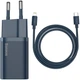 Сетевое зарядное устройство для Baseus Super Si 1C 20W With Simple Wisdom Data Cable Type-C/iP 1m Blue - изображение 2