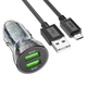 Автомобильное зарядное устройство с быстрой зарядкой QC3.0 + кабель Micro-USB HOCO Z47 |2USB, 20W| Черный - изображение 2