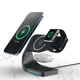 Бездротова зарядка Qi 4 в 1 VHG LFX-178 Wireless 15W I Док-станція для iPhone + iWatch + Airpods Black - зображення 3