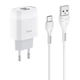 Мережевий зарядний пристрій зарядка Hoco C73A Glorious 2USB 2.4A адаптер з кабелем Type-C White - зображення 1