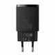 Сетевое зарядное устройство Baseus 20W USB+Type-C Compact Quick Charger QC3.0+PD3.0 3A Black (CCXJ-B01) - изображение 3