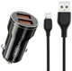 Автомобильное зарядное устройство + кабель Lightning XO CC48 Smart Metal 2 USB, 2.4 A Черный (XO-CC48i-BK) - изображение 2