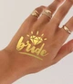Флеш тату на девичник "Bride" с бриллиантом золотая (B341) - изображение 1