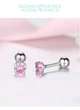 Серьги гвоздики из серебра 925 пробы с кристаллами циркония "Vintage Silver Pink" - изображение 3