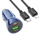 Автомобильное зарядное Hoco Z47A Transparent PD30W+QC3.0 Type-C to Lightning Прозрачный синий - изображение 1