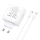Сетевое зарядное устройство Hoco N30 Glory PD65W с кабелем Type-С - Type-C (USB + 2USB-C, с быстрой зарядкой, QC3.0, адаптер) - Белый - изображение 5