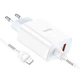 Адаптер сетевой Hoco Type-C to Lightning charger set C97A |1USB/1Type-C, 20W/3A, QC/PD| белый - изображение 2