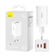 Зарядний пристрій Baseus GaN5 Pro 65W Quick Charge + кабель USB-C 100W для MacBook/Huawei/Samsung/Asus/Google/Lenovo white - зображення 1