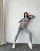 Спортивный женский кроп-топ с длинным рукавом M, Светло-серый - изображение 5