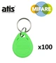 Беcконтактный ключ-брелок RFID KEYFOB MF Mifare 1K зеленый - 100 шт - изображение 1