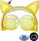 Наушники проводные с LED подсветкой с ушками UFT BL108 Yellow - изображение 3