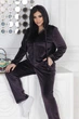 Женский спортивный костюм велюр 4139452 L-XL (50-52) Сливовый - изображение 3