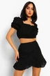 Юбка с рюшей и перфорацией Boohoo Черная ( 9799 М/44 ) - изображение 2