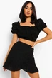Юбка с рюшей и перфорацией Boohoo Черная ( 9799 М/44 ) - изображение 3