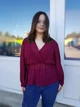 Блуза полупрозрачная на запах Boohoo Бордовая (10379 L/46) - изображение 1