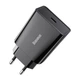 Мережевий зарядний пристрій 20W Baseus Speed Mini Quick Charger Type-C 3A швидка зарядка PD 3.0+QC 3.0 CCFS-SN01 Black - зображення 1