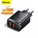 Зарядное устройство Адаптер Baseus 30W Quick Charger Быстрая зарядка QC3.0+PD3.0 2USB+Type-C Зарядка для телефона Басеус 30W EU 3A (CCXJ-E01) Black - изображение 1