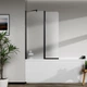Скляна шторка для ванни AVKO Glass W436 50+40x140 Black Frostet - зображення 1