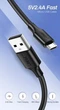 Кабель UGREEN US289 USB 2.0 to Micro Cable Nickel Plating 2A 0.25m Black (60134) - изображение 3