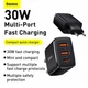 Сетевое зарядное устройство Baseus Compact Quick Charger 2USB+Type-C 30W Black - изображение 2